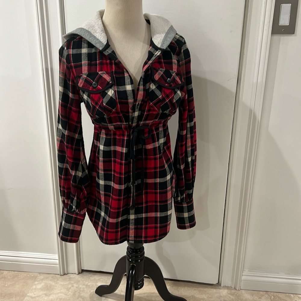 Free People Hooded Flannel Shirt.  2